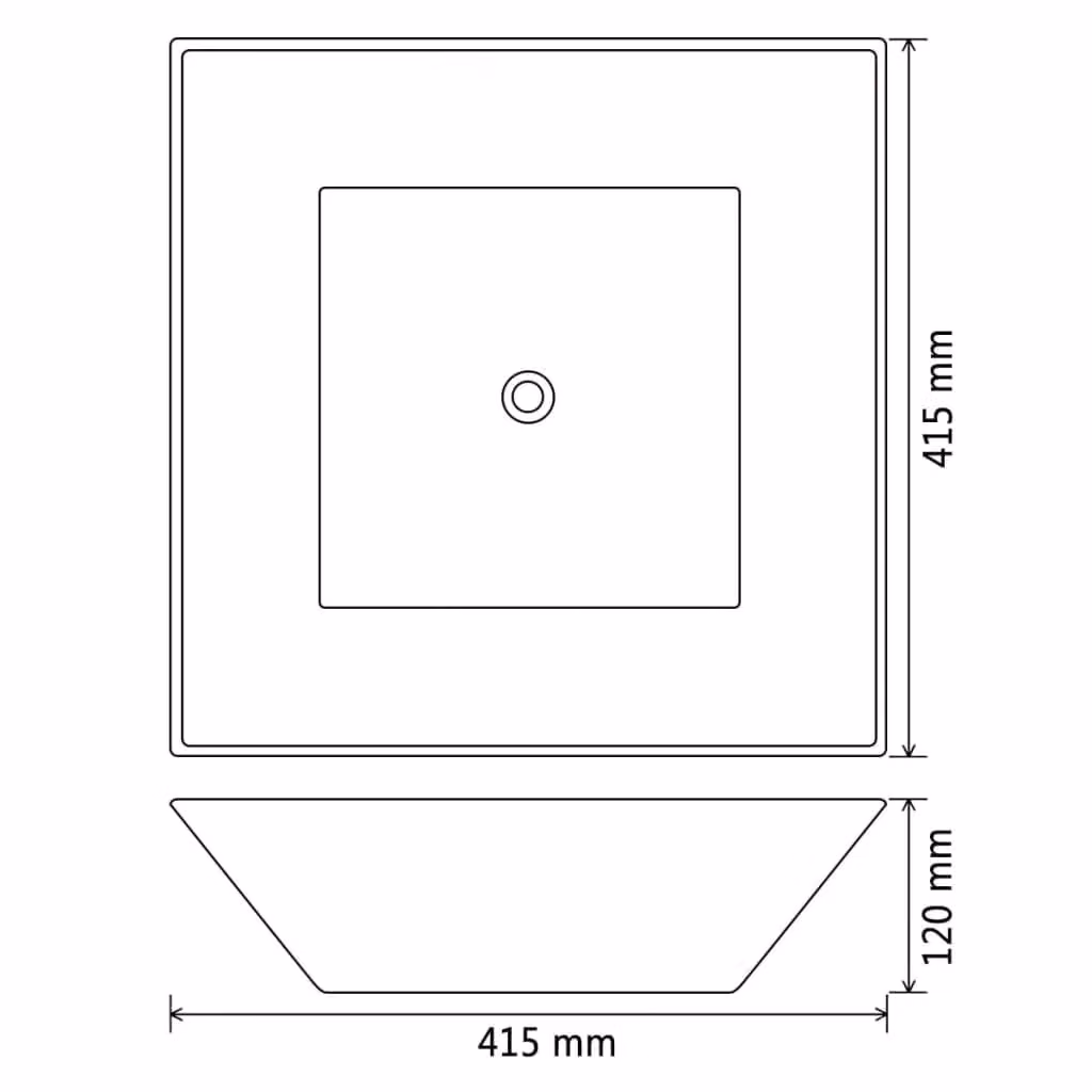 Berkfield Home Square Ceramic Basin in Black, W/D/H: 41.5 x 41.5 x 12 cm – 3