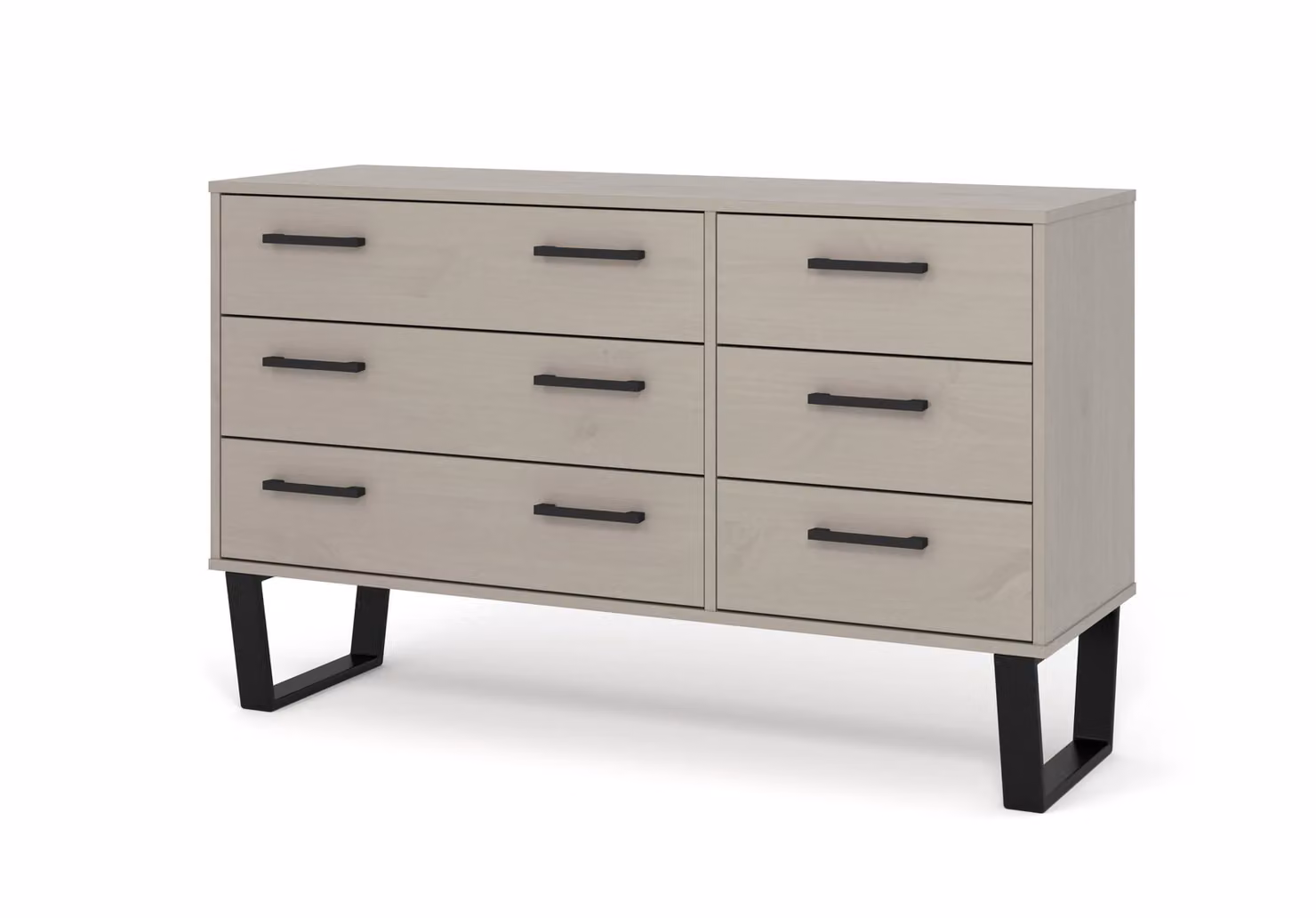 Core Products Texas 3+3 Drawer Wide Chest in Light Brown and Black Industrial Pine and Metal Wood Design – 2
