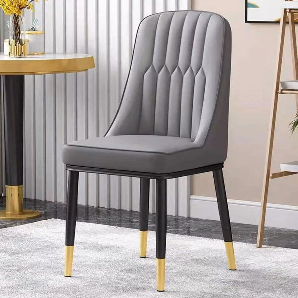 KORVIXA Set of 2 Grey Faux Leather Modern Dining Chairs – 4