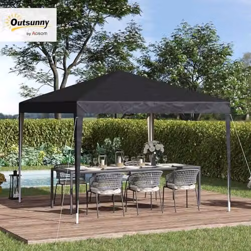 Outsunny Black Pop Up Garden Gazebo Height Adjustable Marquee Party Tent, W: 300.0 cm, D: 300.0 cm, H: 255.0 cm – 2