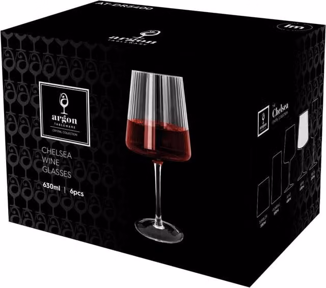 Argon Tableware Lead-Free Crystal Wine Glasses, Clear, 630ml, Pack of 24