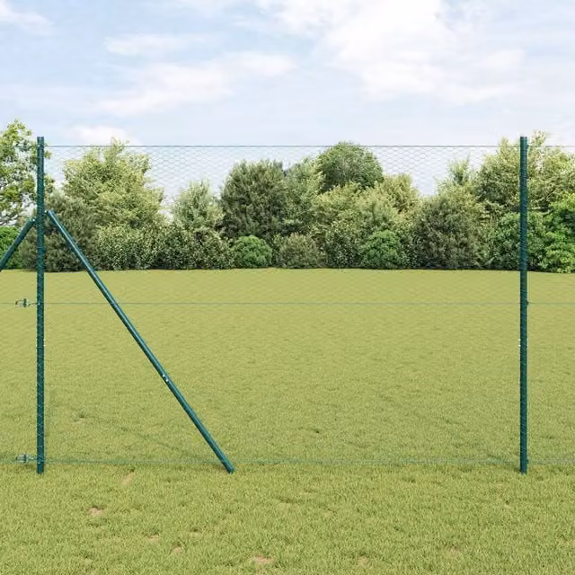 Berkfield Home Green PVC Coated Steel Hexagon Fence, H: 1.5 m x W: 50 m – 1