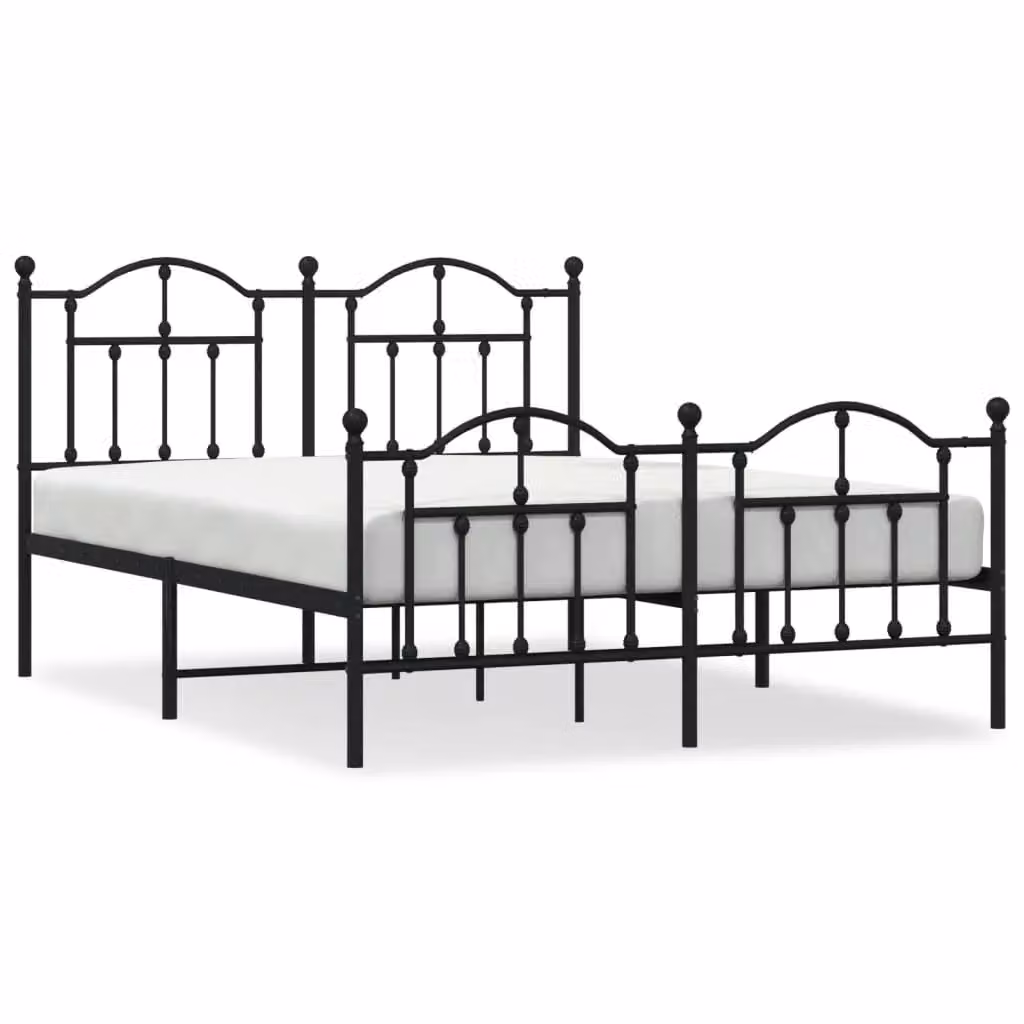 Berkfield Home Metal Bed Frame with Headboard and Footboard, Black, W/D/H: 140 x 200 cm – 2