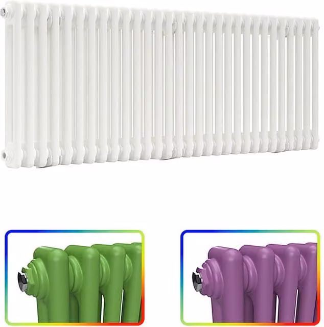 Lux Heat Horizontal 2 Column Steel Radiator in White, W/H: 137.0 x 50.0 cm