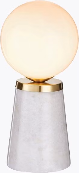 Perch & Parrow Hazel Retro Table Lamp in White Marble and Gold/Brass