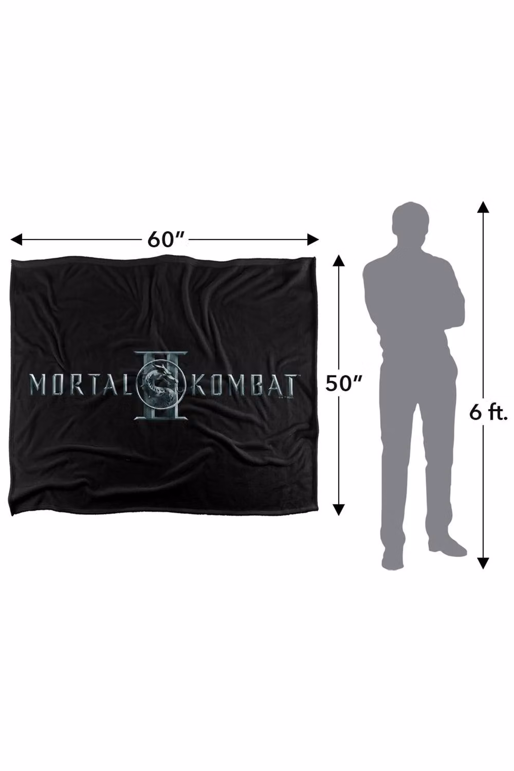 Warner Bros. Mortal Kombat 2 Logo Super Soft Fluffy Polyester Throw Blanket in Black and Multicolour, Large – 3