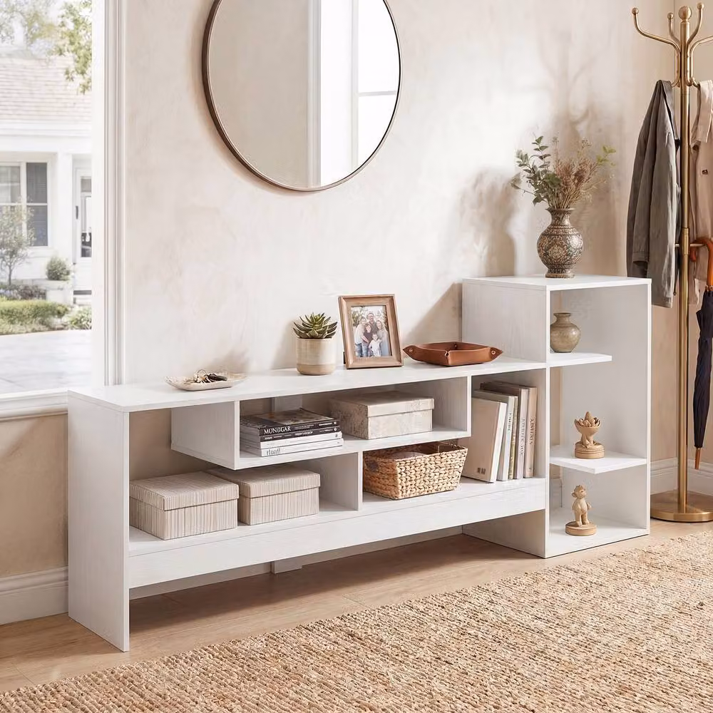 Costway Modern Cube TV Stand and Entertainment Centre with Power Outlets in White – 3