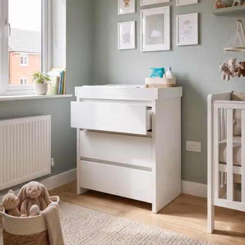 Shefa Kids White 3-Drawer Convertible Baby Changing Table and Dresser – 2