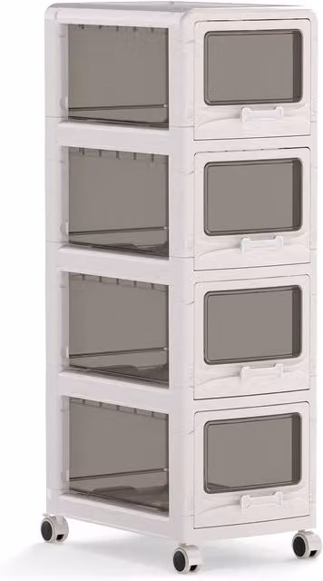Costway 4-Tier Plastic Drawer Storage Organizer Rolling Utility Cart in White