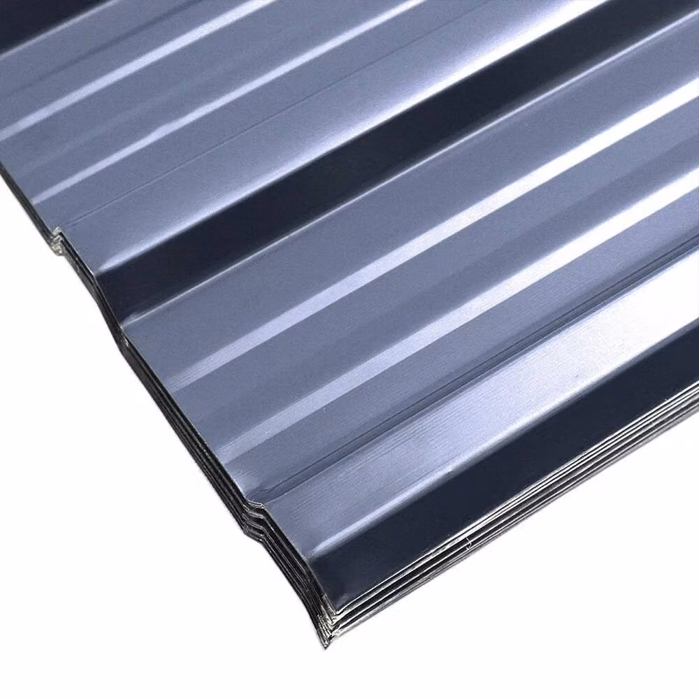 FLAVORA 12 Pack Galvanised Corrugated Metal Roofing Tiles in Dark Grey, W: 52 cm x L: 1000 cm – 4