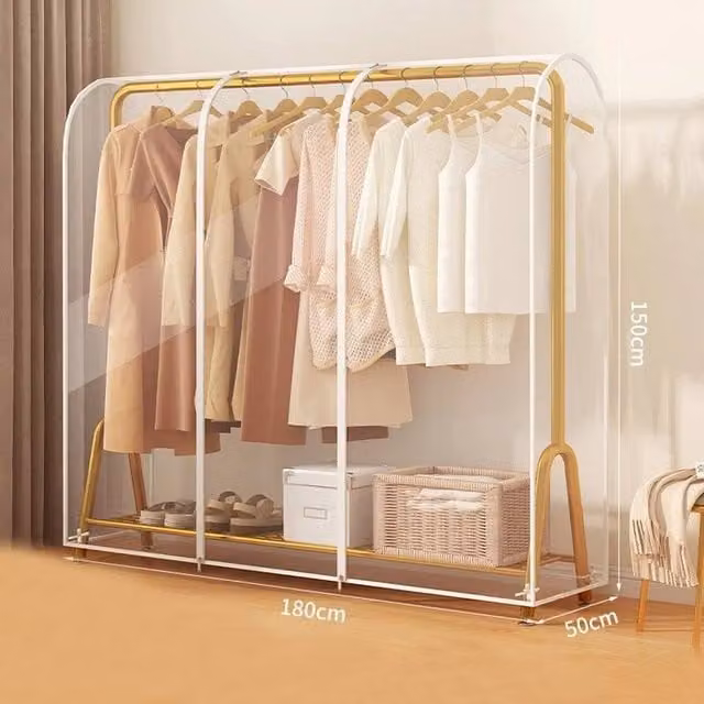 KORVIXA Transparent Plastic Garment Cover, W: 90 cm, D: 50 cm, H: 150 cm
