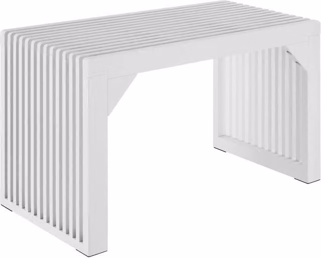 tectake Ribb Large Slatted Stool or Bench in White