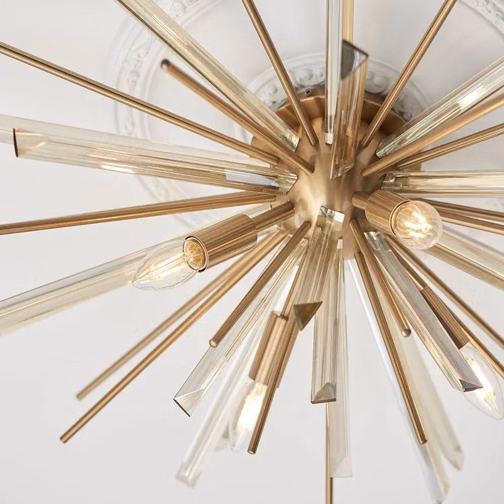 Netlighting SALERNO Modern Dimmable 4 Light Indoor Ceiling Pendant in Gold/Brass and Transparent Glass – 2
