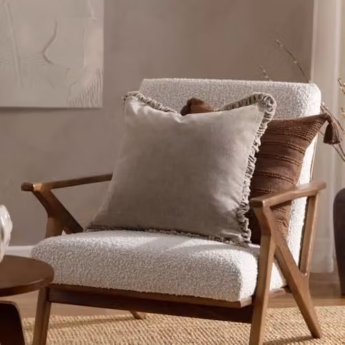 Yard Bertie Cotton Velvet Square Cushion in Beige, W/D/H: 45 x 45 x 45 cm – 3