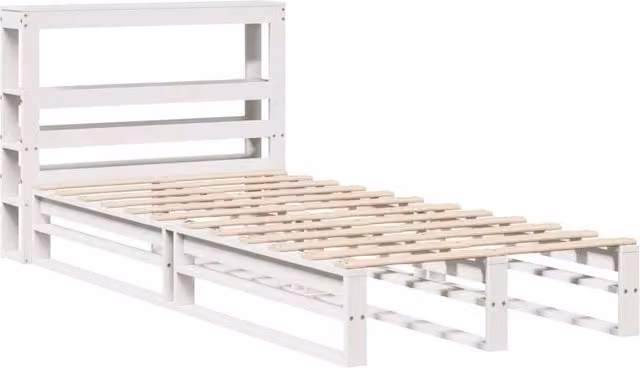 Berkfield Home Decorative Small Single Solid Wood Bed Frame in White, W/D/H: 75 x 190 x 82 cm