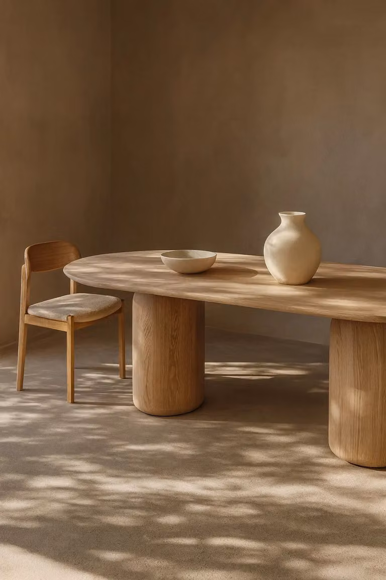 Tommy Franks Basilca Oval Dining Table in Ash Oak, Brown, W/D/H: 270 x 120 x 74 cm