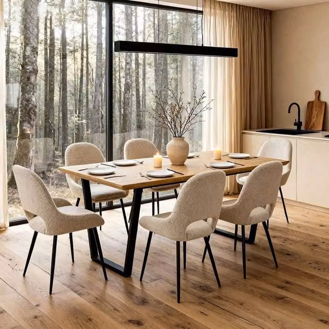 Home Garden Direct ATLAS Oak-effect Dining Table, 6 Seater, Light Oak, W: 160 cm, D: 90 cm