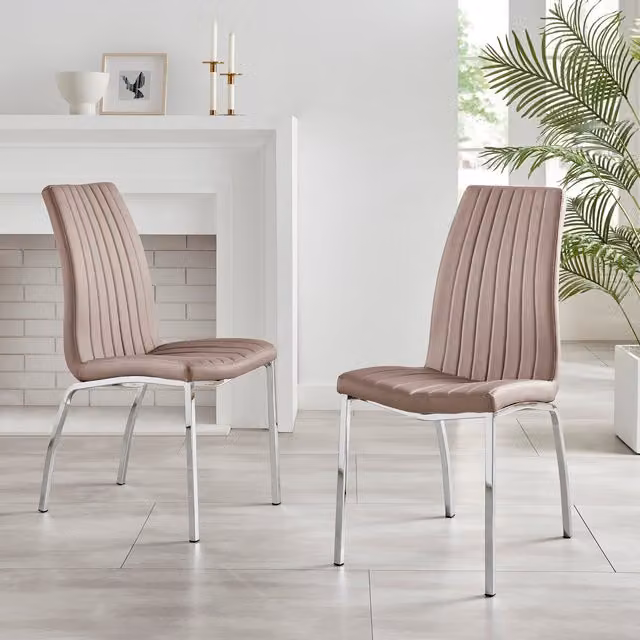 Set of 2 Isco Faux Leather Dining Chairs in Yellow with Black Legs