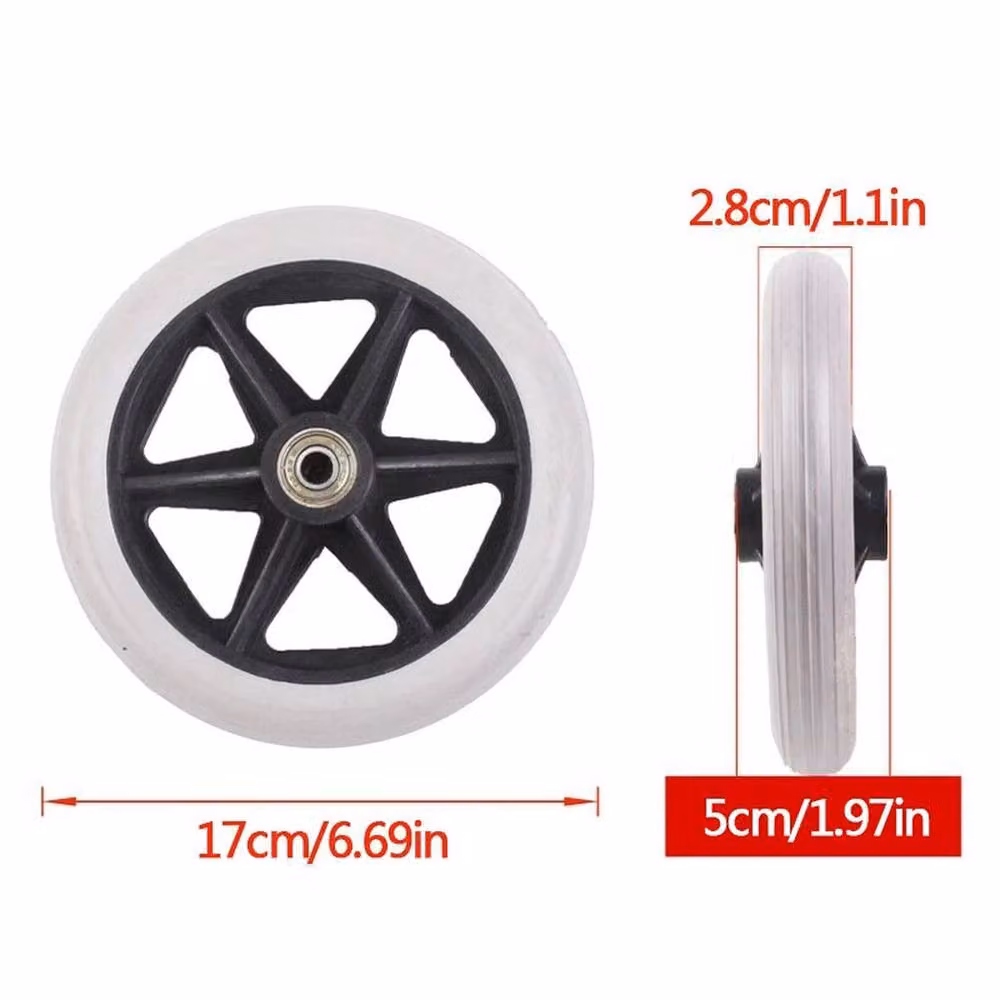 FLAVORA 2x 7 inch Heavy Duty Wheelchair Replacement Front Wheels in White – 2