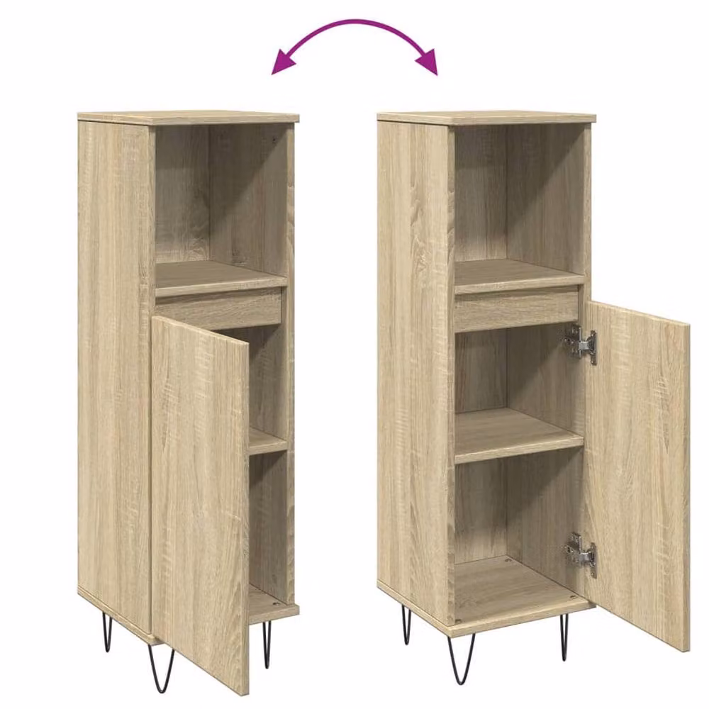 Berkfield Home Practical Bathroom Cabinet in Sonoma Oak, Light Brown, W/D/H: 30 x 30 x 100 cm – 3