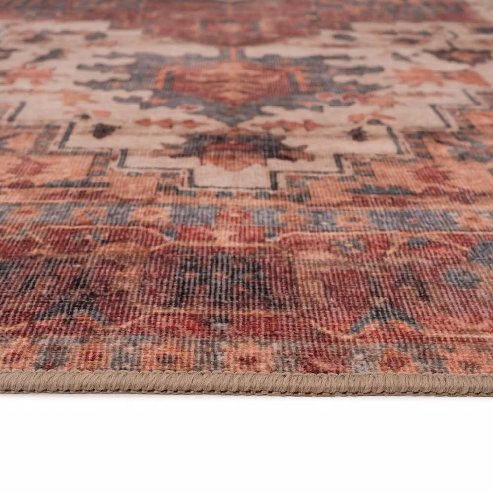 Kukoon Scarlet Distressed Vintage Hallway Runner Rug in Red, W/D/H: 60 x 240 cm – 4