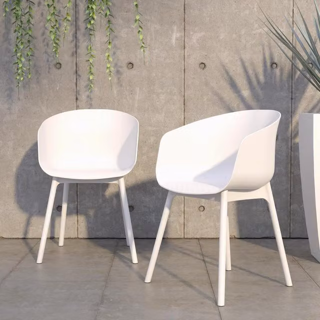 Novogratz York XL Modern Dining Chairs, 2 Pack, White