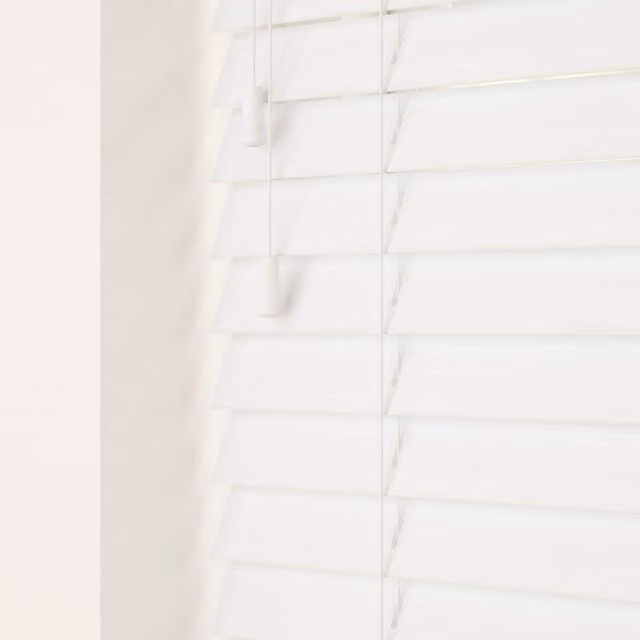 NewEdgeBlinds White Fine Grain Faux Wood Venetian Blinds with Cord, Width: 80 cm