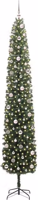 Berkfield Home Artificial Christmas Tree with 300 Warm White LEDs and Stand, Green