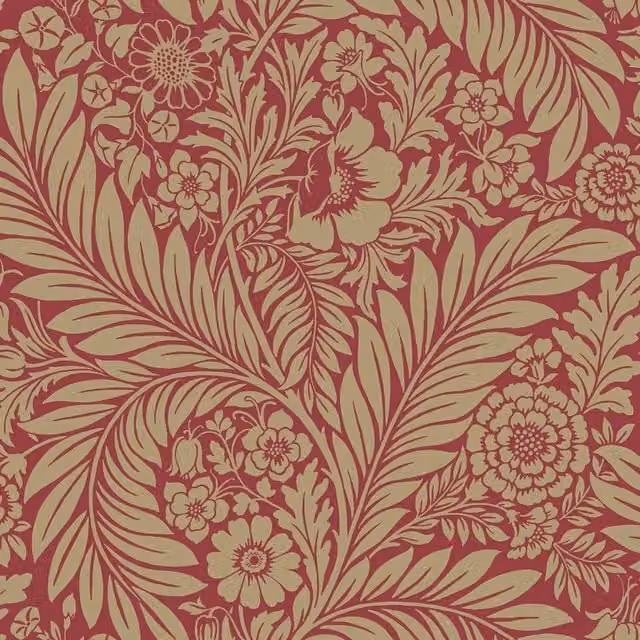 Belgravia Florence Leaf Botanical Floral Wallpaper in Red