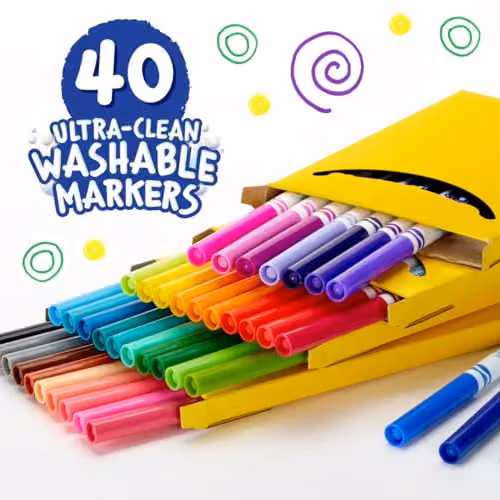 Crayola Ultra Clean Fine Line Washable Markers, 40 Count, Multicolour – 2