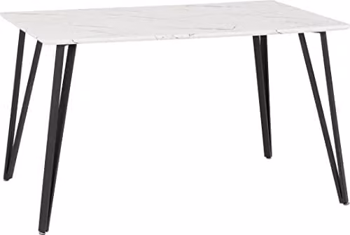 Seconique Marlow Rectangular Dining Table in White or Black Marble Effect, W: 130 cm, H: 75.5 cm, D: 80 cm