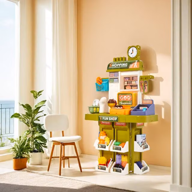 Kidkid Supermarket Shopping Playset with Shop Checkout in Green