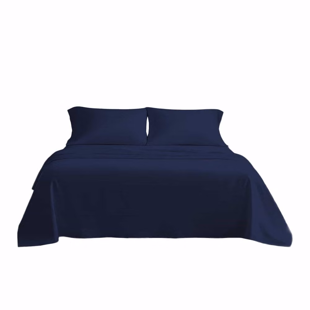 Snug City Microfibre Soft Touch Plain Dyed Flat Sheet in Blue, Size: 200 x 200 cm – 2
