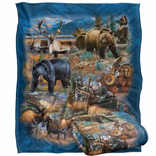 JQ Licensing Big Game Hunting Silky Touch Super Soft Fleece Throw Blanket, White, W/D/H: 152 x 127 cm – 1