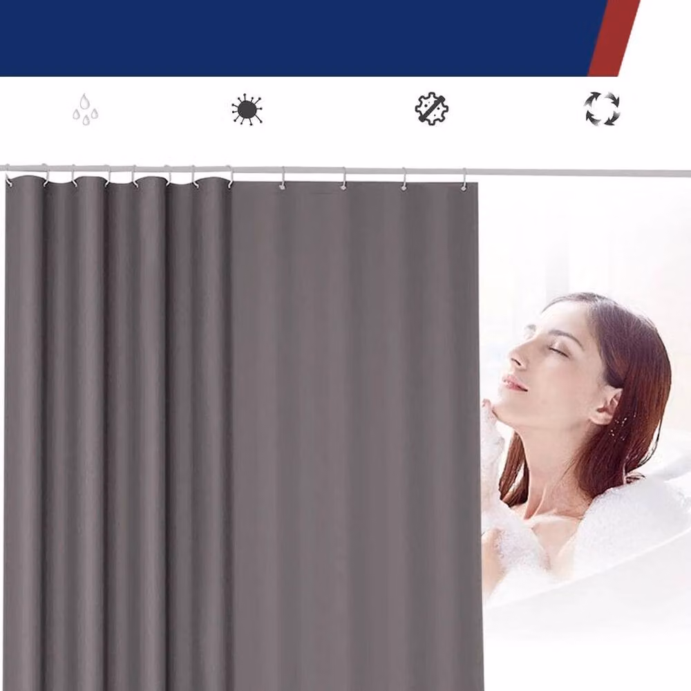 NESTLUNE Grey Waterproof Antibacterial and Mould-Resistant Polyester Shower Curtain – 2