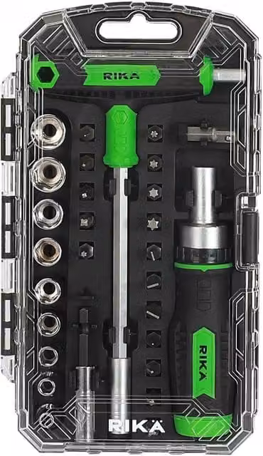 Rikä 29pc 1/4" Ratchet Screwdriver and Bit Set in Green