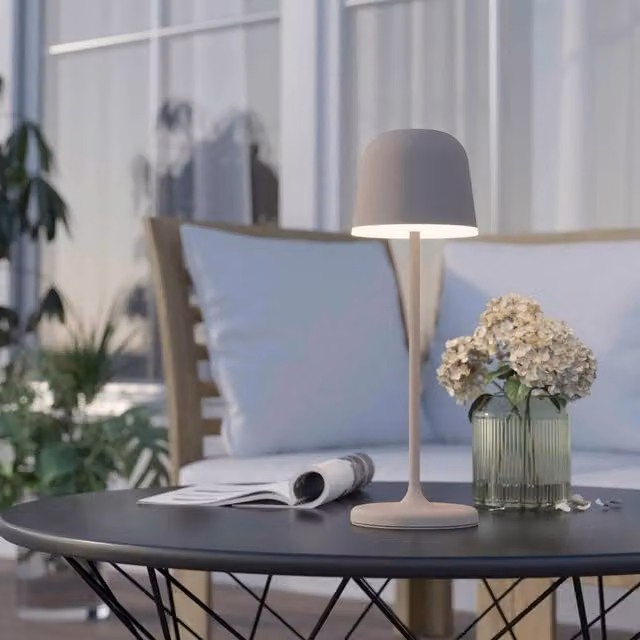Eglo Mannera Rechargeable LED Touch Dimmer Table Lamp in Beige and White – 1