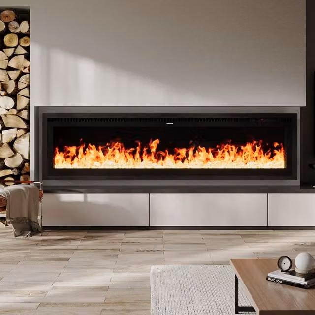 Livingandhome Adjustable Electric Fireplace with 12 Flame Colours and 5 Brightness Levels, Black, W: 45 cm, D: 45 cm