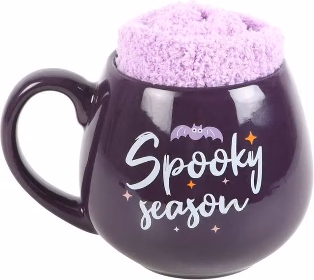 Uniqueful Spooky Season Mug and Socks Set in Purple, 550ml