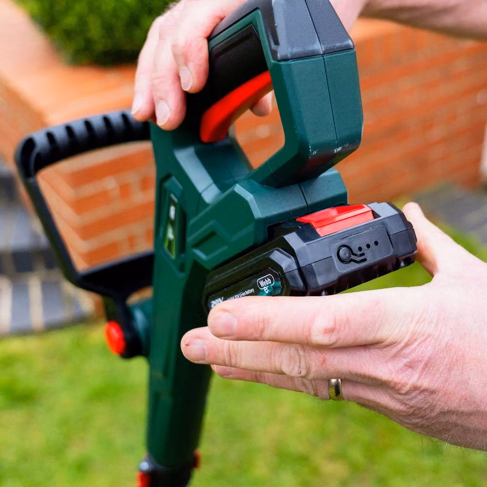 Webb 20V Cordless Grass Trimmer with 2Ah Battery and Charger, Green, 30cm Cutting Width – 5