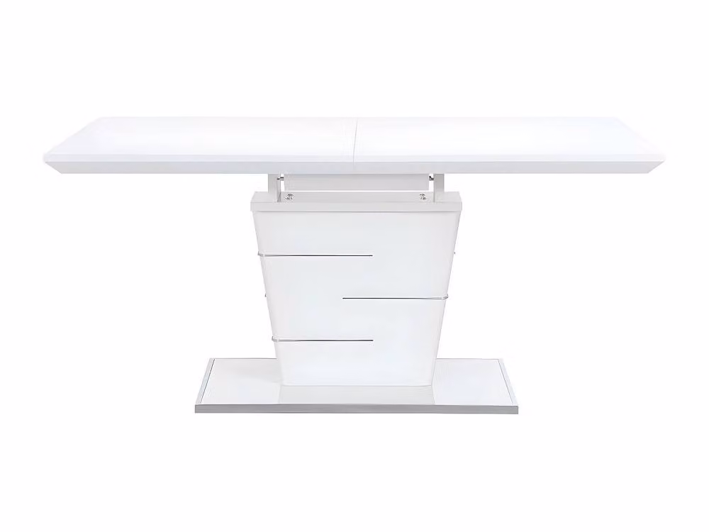 AMELLE Modern Rectangular Extendable Dining Table in Lacquered White MDF with Butterfly Leaf, W/D/H: 100 x 90 x 76 cm – 2