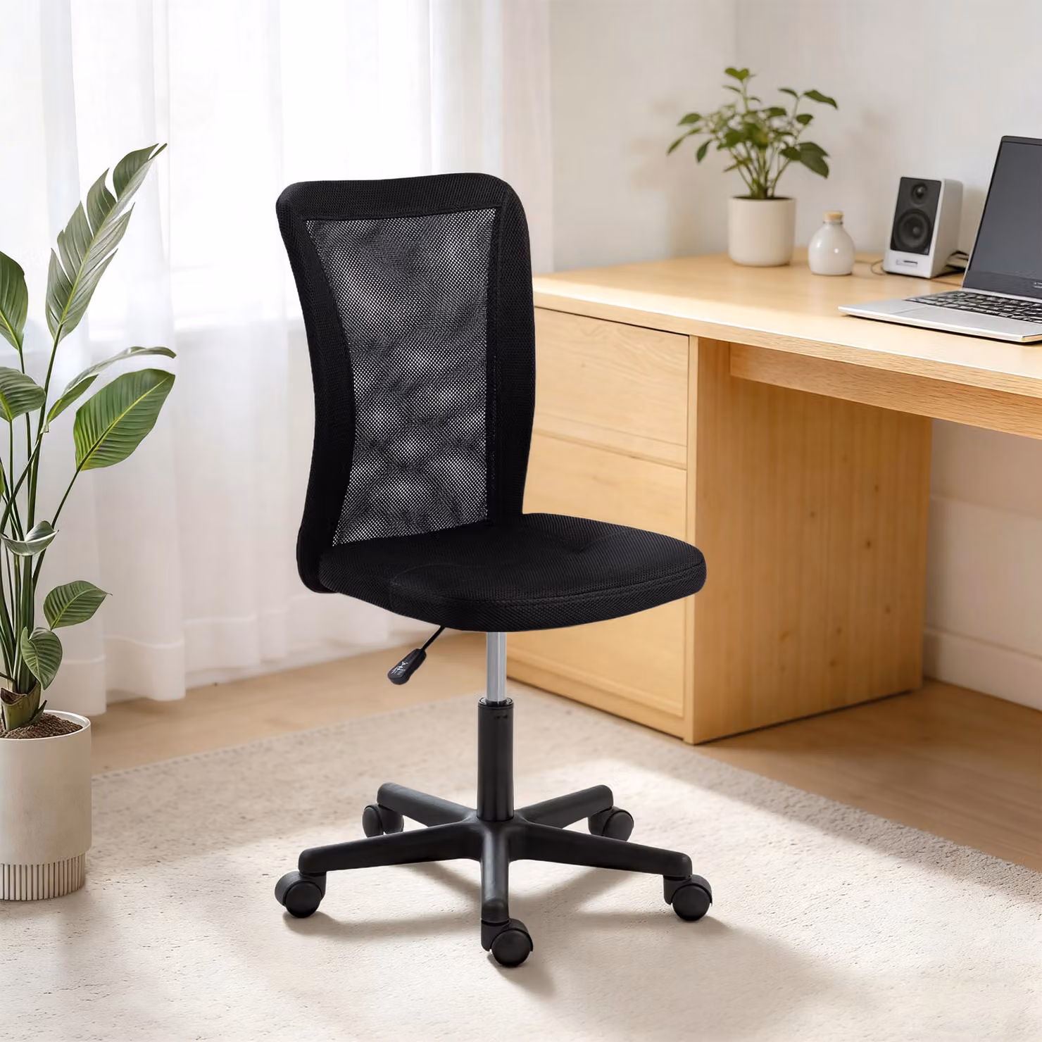 Vinsetto Black Fabric Task Chair with Swivel and Castors – 7