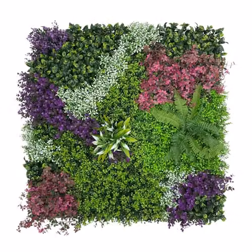 AKA Artificial Green Plant Living Wall Panels, Multicolour Floral Hedge, W/H: 100 x 100 cm – 1