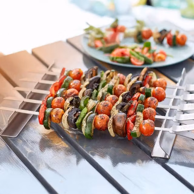 Tower 6pc Stainless Steel Skewer Set with Stand, Silver