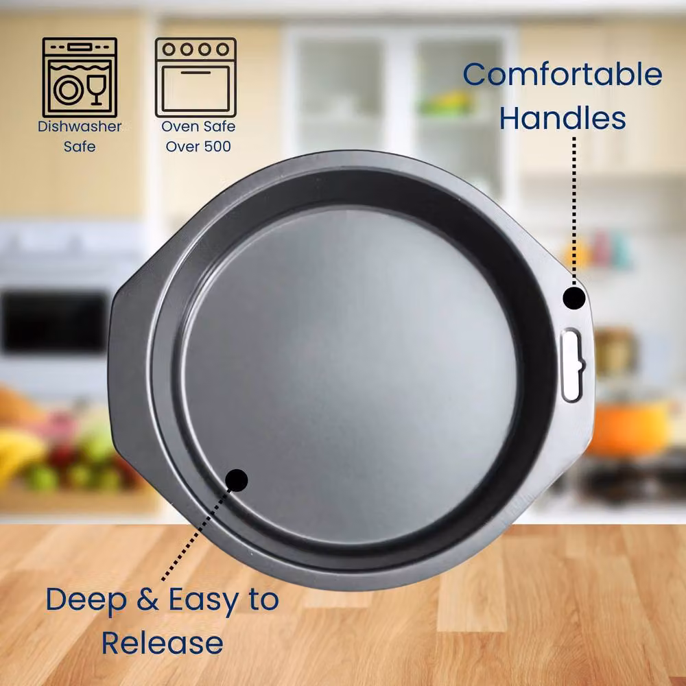 ebake Non-Stick Round Steel Cake Tin in Silver, Diameter: 20.32 cm – 3