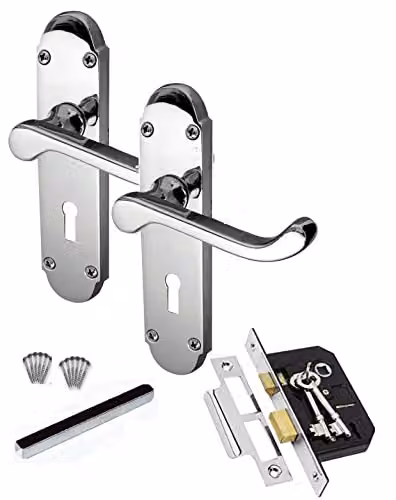 Golden Grace Epsom Lever Lock Door Handles in Polished Chrome