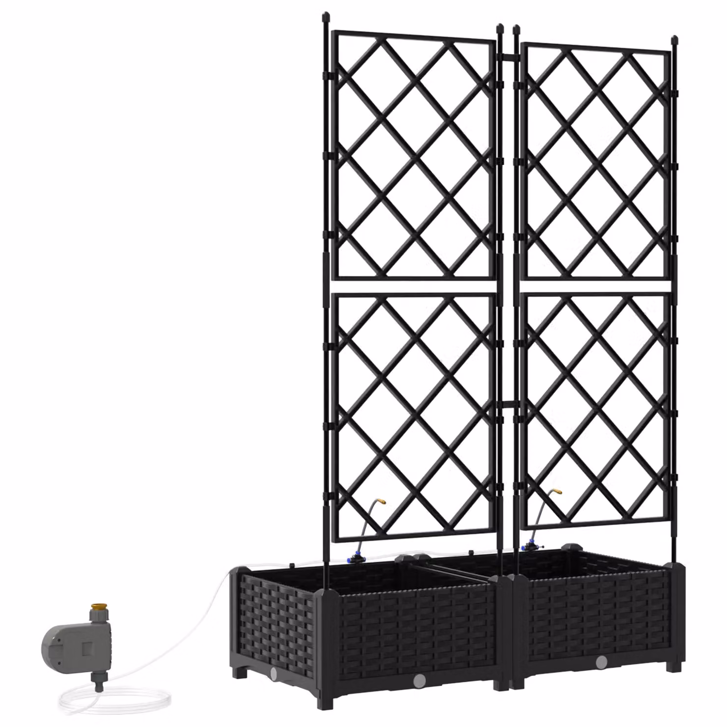Berkfield Home Garden Planters with Water Irrigation System, 2 Piece Set, Black – 3