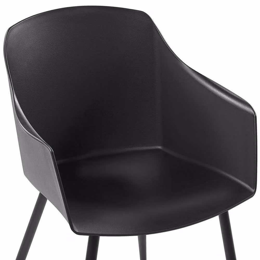 Wyld and Coco Set of 2 Black Minimalist Dining Chairs with Armrests and Matte Synthetic Leather Finish – 4