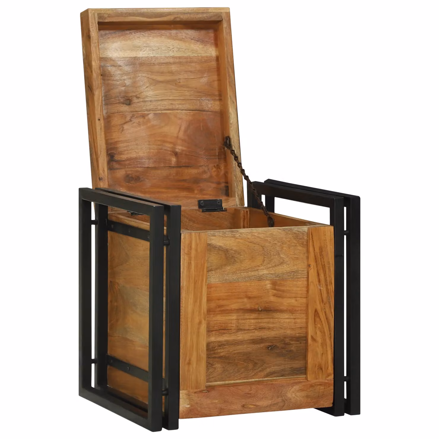 Berkfield Home Rustic Acacia Wood Storage Chest in Brown and Black, W/D/H: 40 x 40 x 40 cm – 2