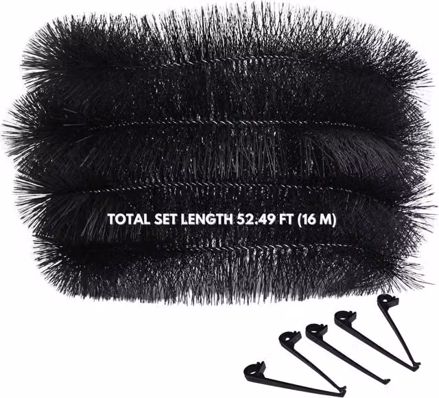 NOVECRAFTO Gutter Brush Pack with Leaf Guard and 5 Clips, Black